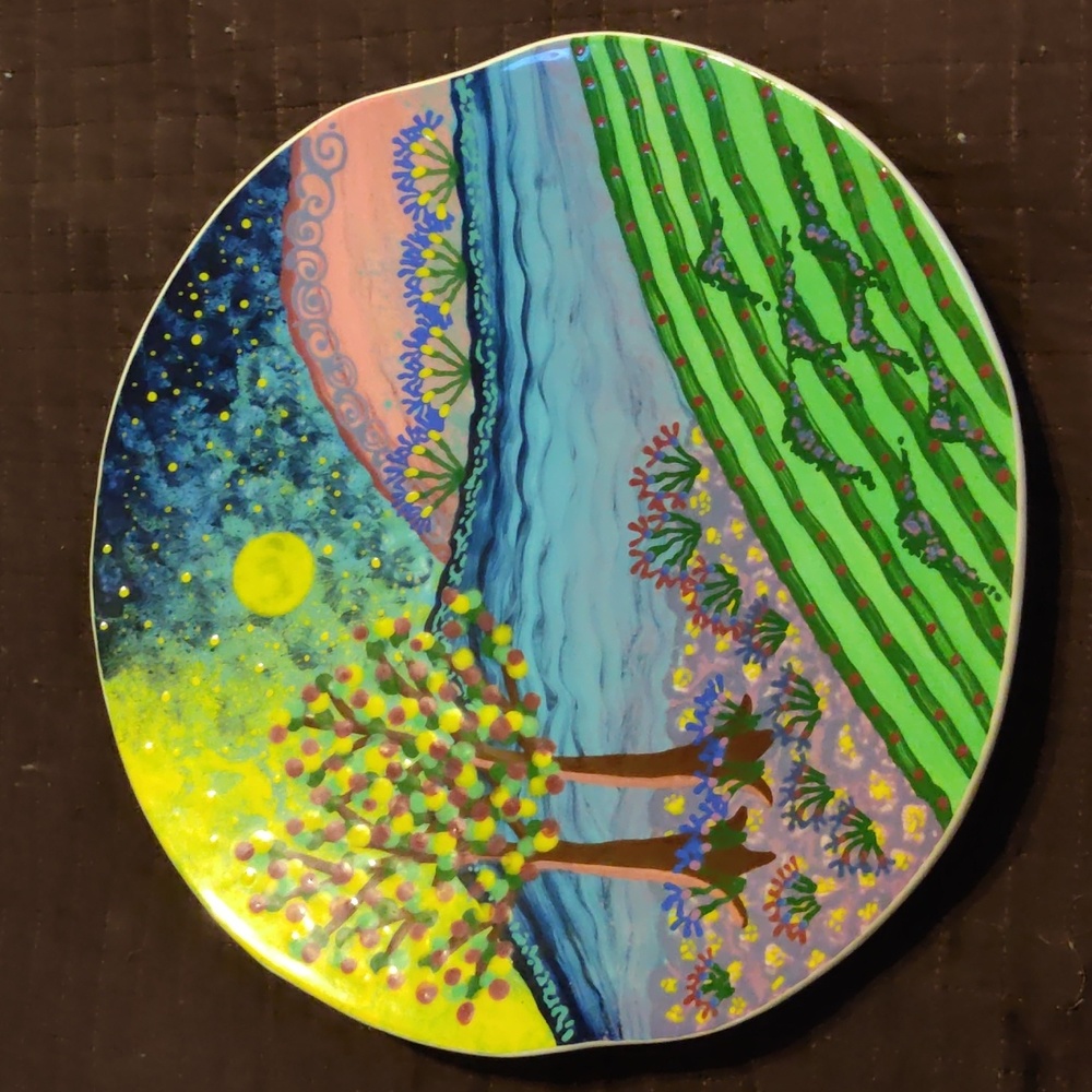 Hand painted plate pottery by Lucinda Pitman
